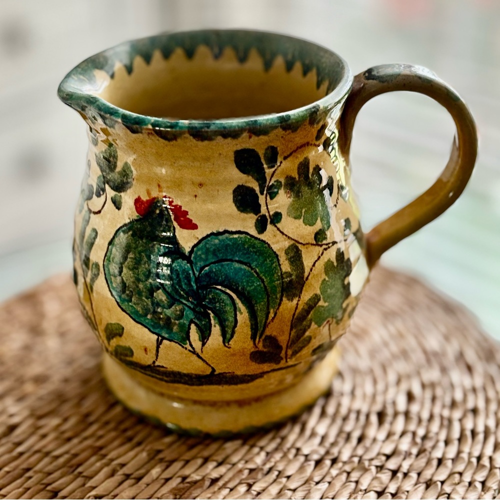 Vintage Williams Sonoma Ceramic Pitcher with Rooster Design - Made in Italy